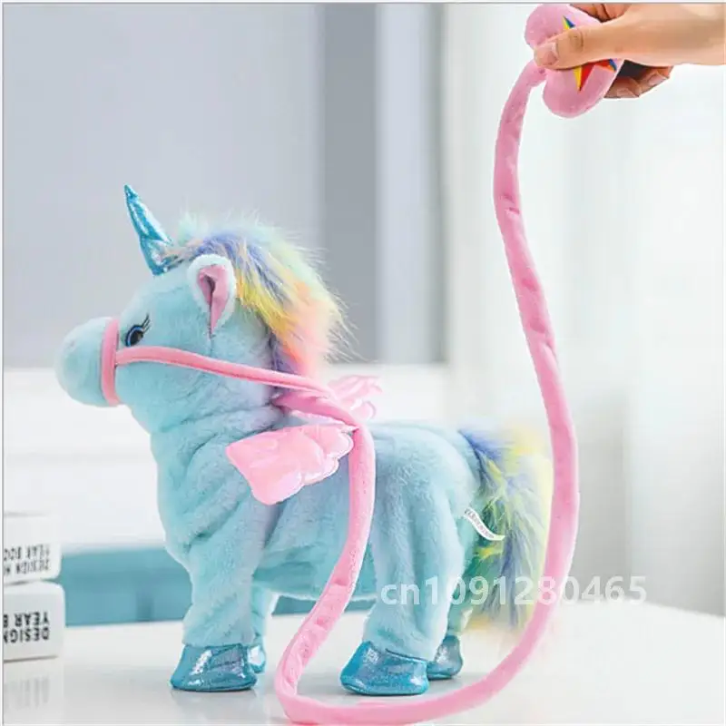 Unicornio eléctrico que camina de 35cm, juguete divertido de peluche, juguete parlante, unicornio que canta, música, juguete de peluche para niños, regalo