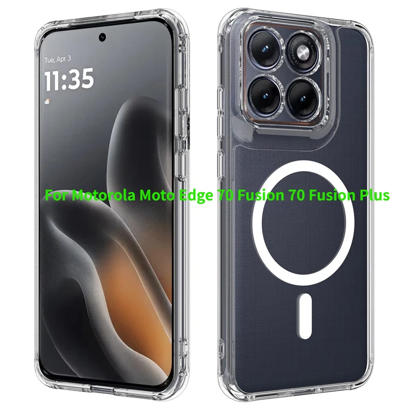 

For Motorola Moto Edge 70 Fusion Edge 70 Fusion Plus Case Magnetic Shockproof Transparent Soft TPU+ Hard PC Cover
