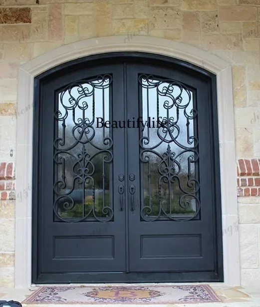 K153 Customization Reasonable Price Double Door Iron Gates Iron Door Lock Wrought Iron French Doors