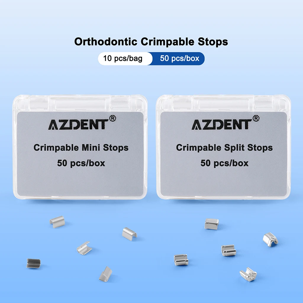 50 Stück/Box AZDENT Kieferorthopädische Crimpbare Haken aus Edelstahl, Mini-Typ, zur Befestigung am Bogendraht, Zahnmedizinisches Material – Detail 1