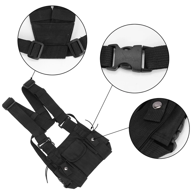 Radios Pocket Radio Chest Harness Chest Front Pack Pouch Holster Vest Rig Carry Case For 2 Way Radio Walkie Talkie For Baofeng U