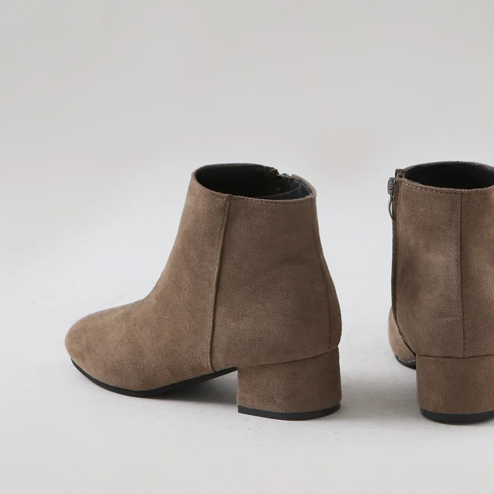 [chaakan] Women's Angle Boots Nadia Gimo-Linned suede whole-heeled ankle boots BSSDS4b96101