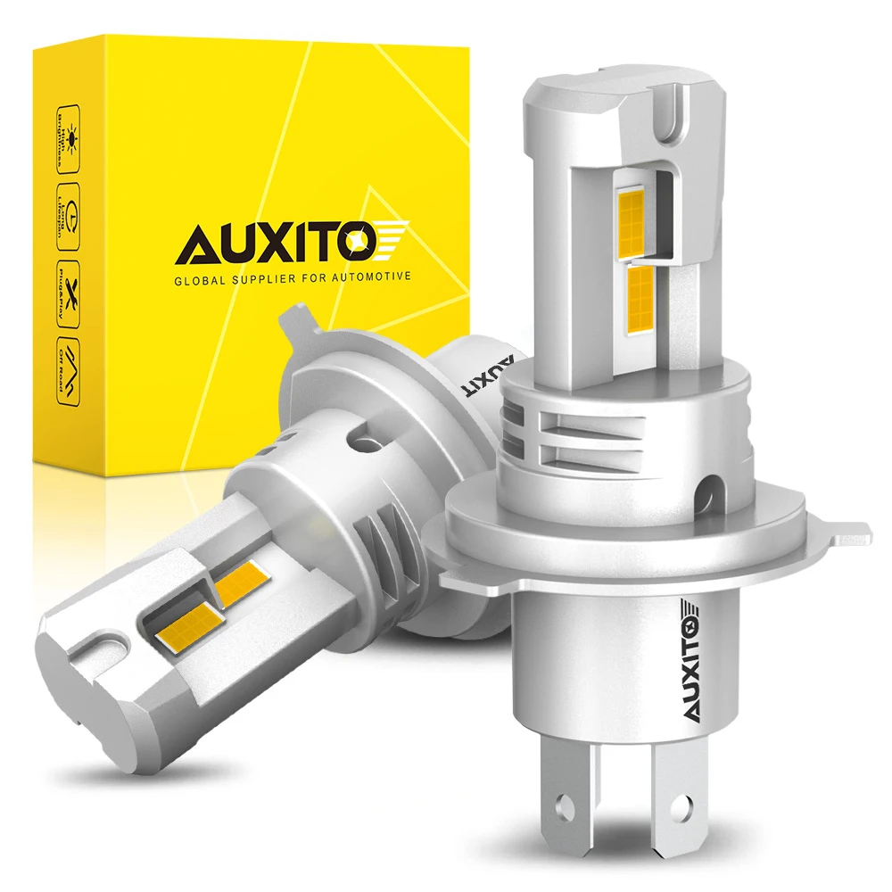 AUXITO 2X 2024 New 20000LM H4 LED 9003 HB2 Headlight 3000K Yellow Canbus High Low Beam 50W 12V Headlamp Bulb For Car Motorcycle