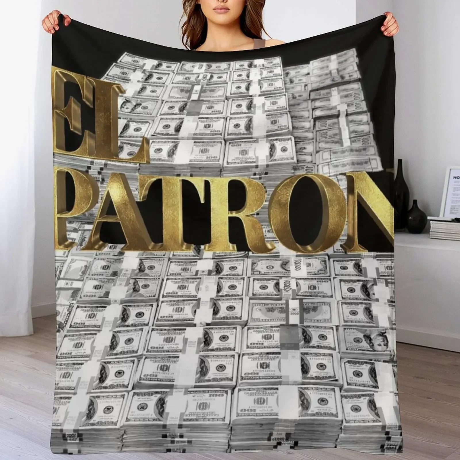 New El Patron Cash Money Gold Throw Blanket Thin Vintage Blankets