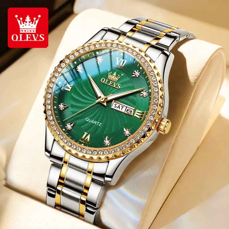 OLEVS 5565 Men's Watches Luxury Brand Business Dress Wristwatch Full Diamond Watch Waterproof