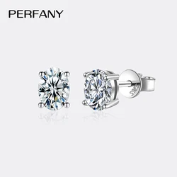 PERFANY 0.5-2CT Moissanite Earrings for Women S925 Pure Silver Oval Cut Simulated Diamond Luxury Wedding Jewelry