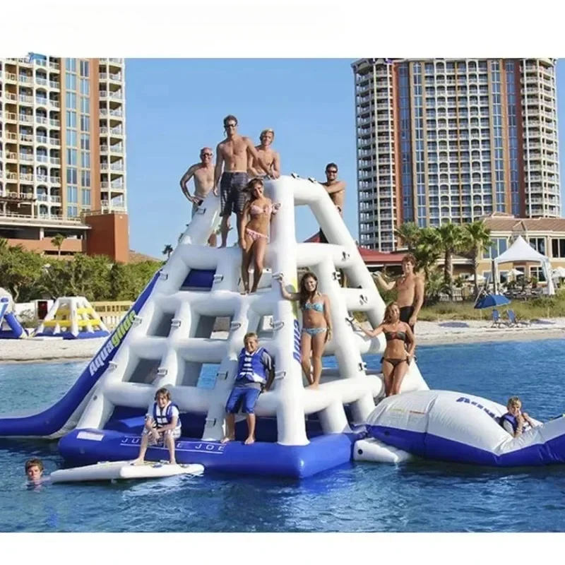 

Lake Inflatable Water Tower Climbing Slide, Factory Direct Selling Inflatable Floating Water Slide With Blob for Water Park