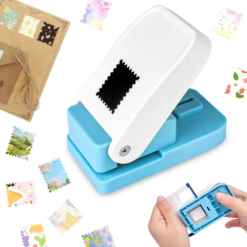 1x0.8 inch rectangular stamp hole punch, lever style craft hole punch, metal, for making scrapbooks, gift tags, decorations, etc
