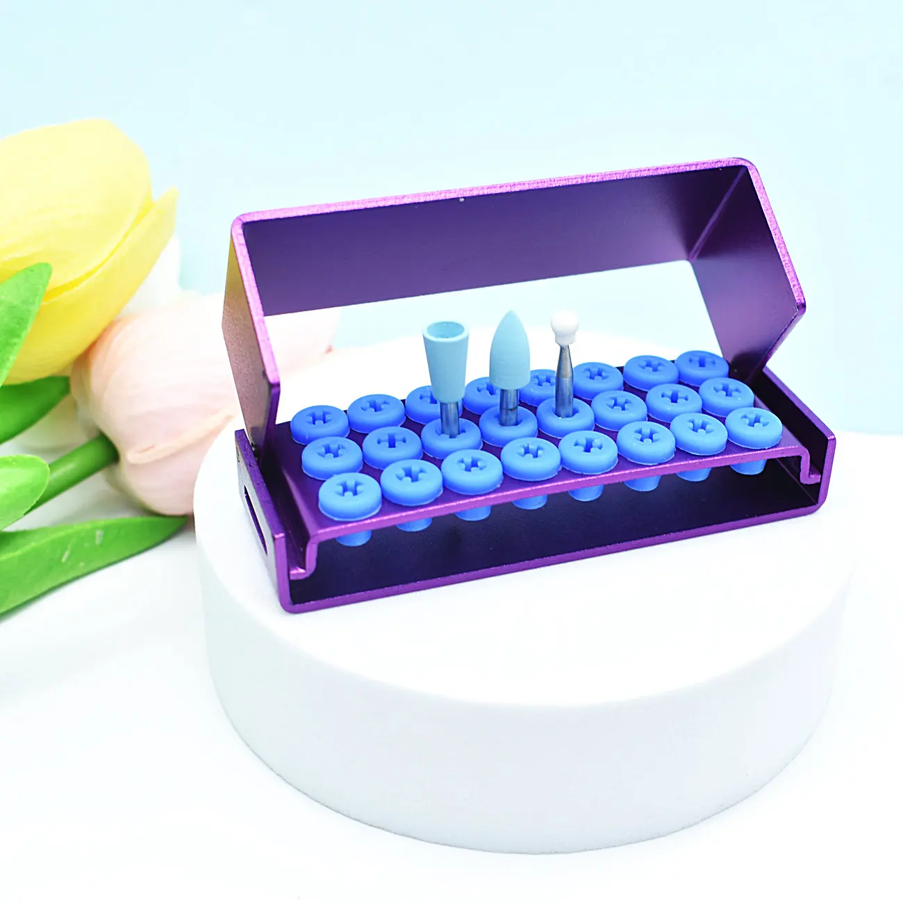Коробка-держатель для стоматологических боров с 24 отверстиями, алюминиевый силиконовый чехол для стерилизатора, держатель для стоматологических боров, металлическая коробка
