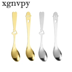 Xgnvpy Stainless Steel Hollow Heart-shaped Smiley Spoon Creative Cute Coffee Spoon Ice Cream Small Spoon Wedding Ceremony