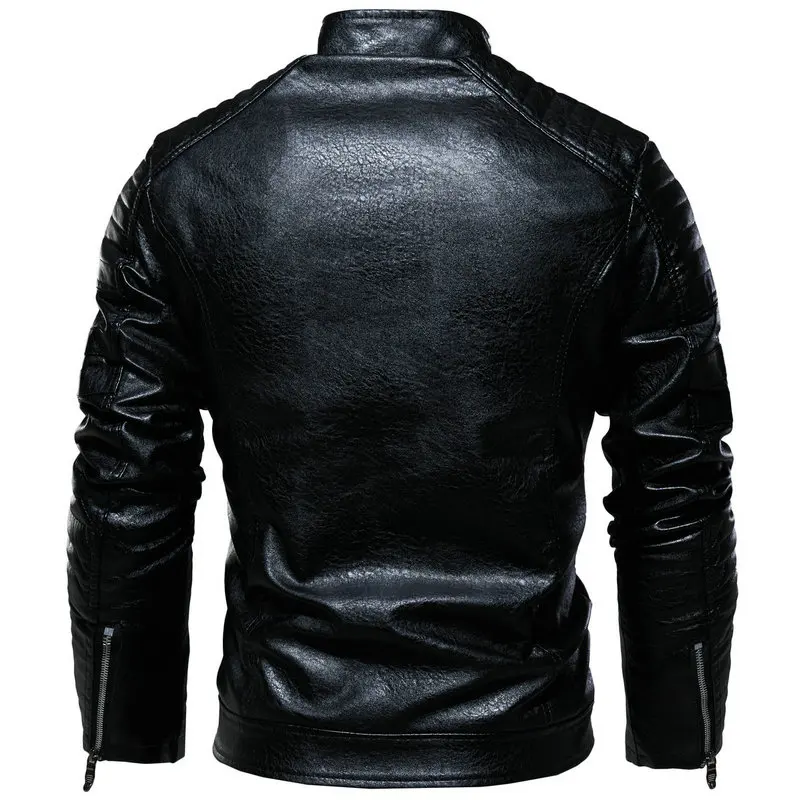 Men's Leather Clothing Autumn New Fashion Embroidered Logo on The Chest Outdoor Motorcycle Riding Coat Men's PU Leather Jacket