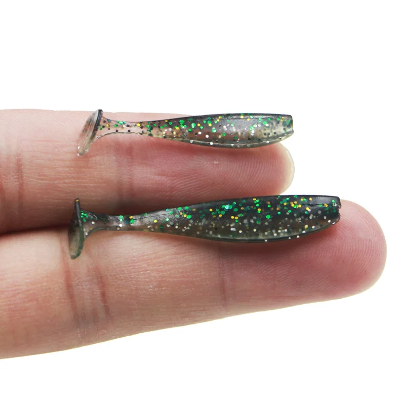 Sea.Yolo Fishing Lure Fishing Bait Mini T-tail Double Color Root Fishing Biomimetic Soft Insect Soft Artificial Bait