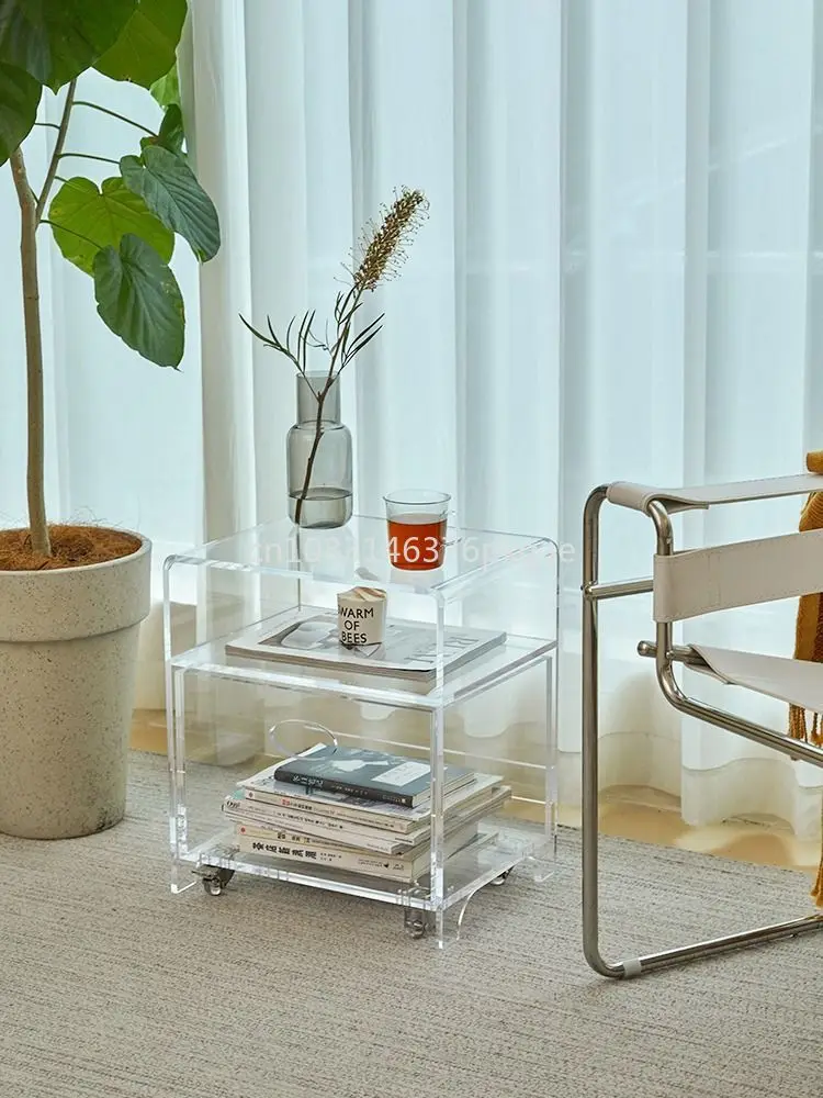 Acrylic Edge Several Living Room Sofa Small Coffee Table Italian Minimalist Bedside Table Rack Transparent Storage Box Furniture