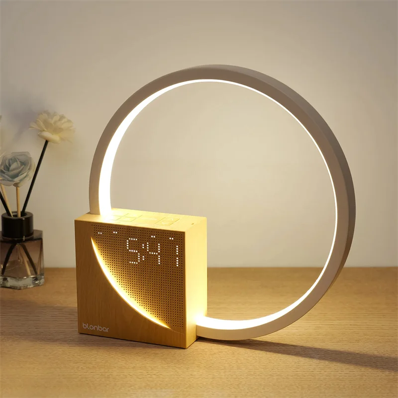 Imagem -06 - Cabeceira Toque Abajur com Despertador Sons Naturais Desk Lamp Touch Control Níveis de Brilho Home Decor