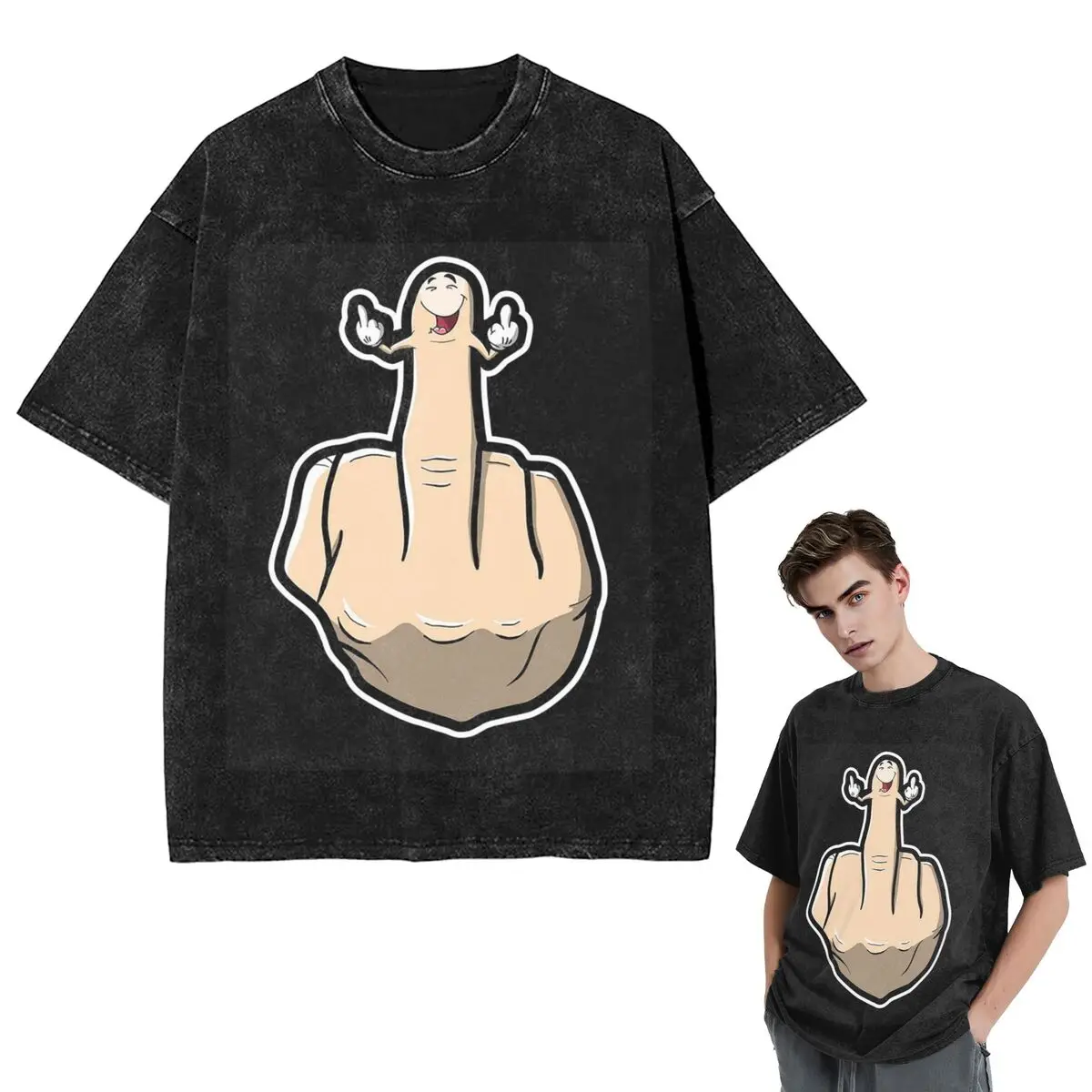 

Уличная одежда Футболки Жест руки Дизайн Средний палец Показує средние пальцы Футболка с коротким рукавом Хип-хоп Топы Футболки для мужчин и женщин