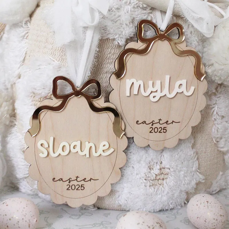 Personalized Easter Basket Bunny Gift Tags Children's Easter Custom Name Tags Holiday Photo Commemorative Props