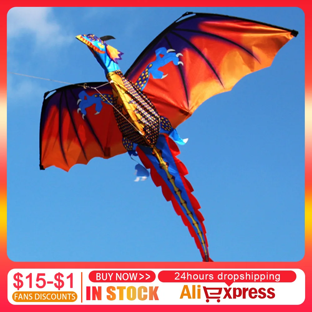 3D Dragon100M Kite Single Line With Tail Outdoor Sports Fun Toy Family Parent-child Interaction Rainbow Kite