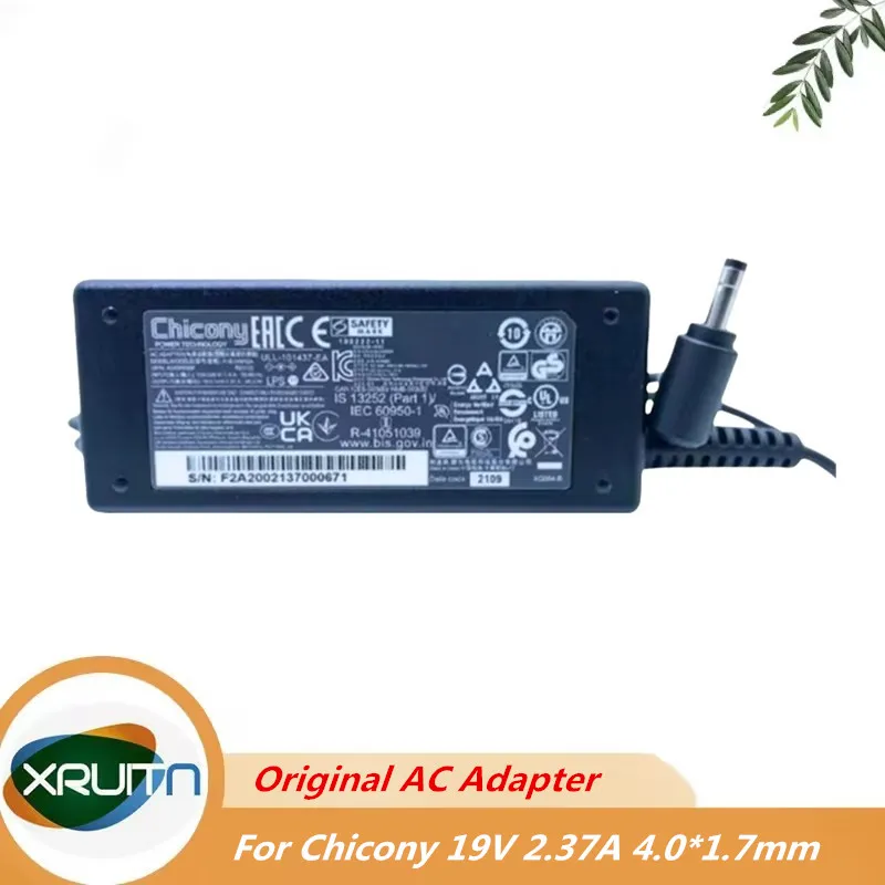 

Original AC Adapter Charger For Chicony 19V 2.37A 45W 4.0x1.7mm A18-045N2A A045R089P Laptop Power Supply