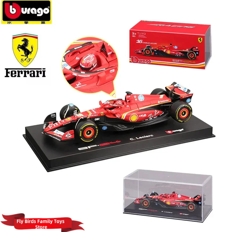 Original Bburago F1 1:43 Ferrari SF-24 Alloy Miniature Diecast Model Formula 1racing Alloy Luxury Vehicle Toys F1 Car Kids Gifts