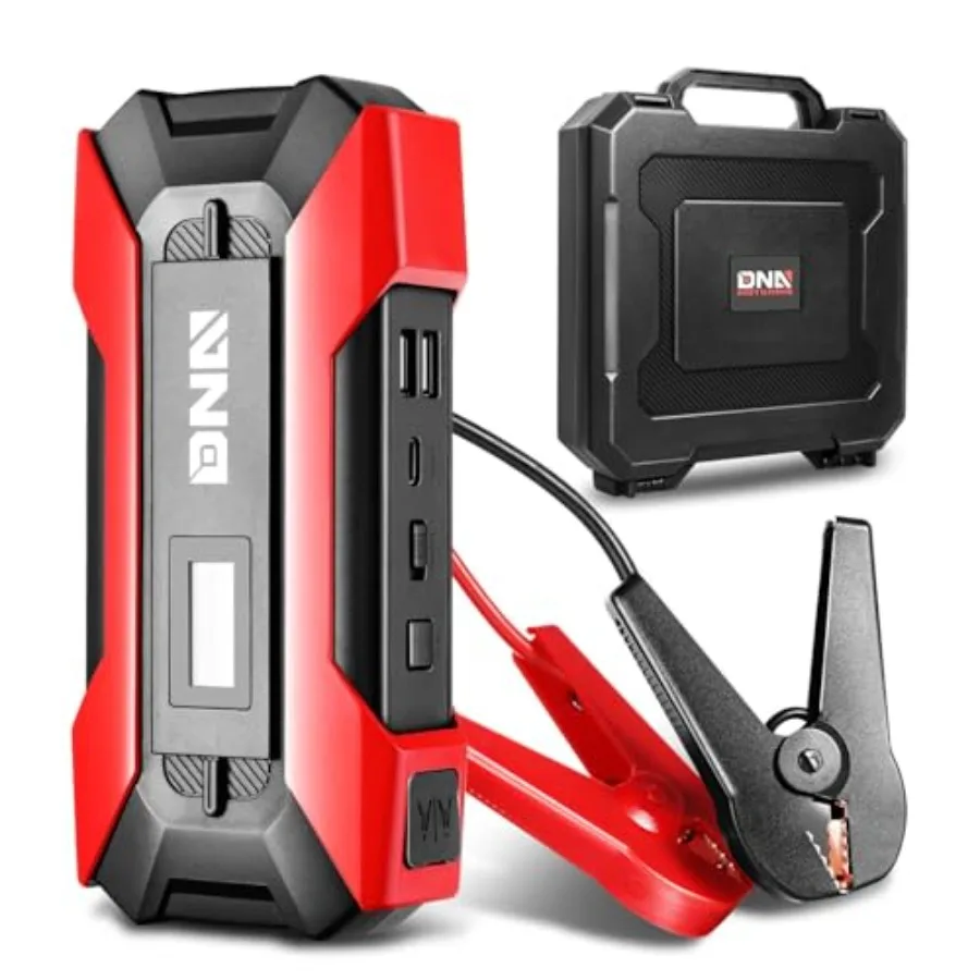 

Portable car battery jump starter for gas up to 7.0L and diesel up to 5.5L engines 12V 1500A 15000mAh red multi-function with c