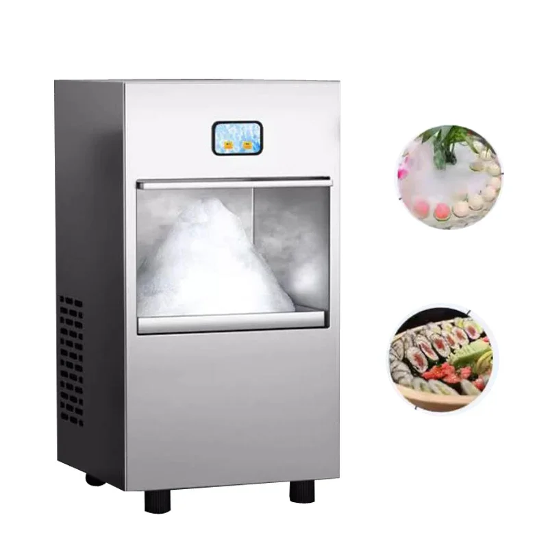 Snowflake Ice Maker Commercial Automatic Granule Seafood Hotpot Restaurant Sashimi Ice Tray Snowflake Ice Crusher Machine