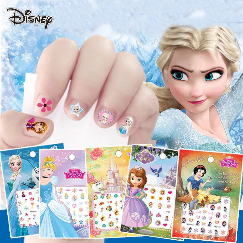 5pcs Nail Disney Stickers Anime Frozen Stickers Nail Art Decorations Stitch Minnie Girls Character Press on Nails Accesories Toy