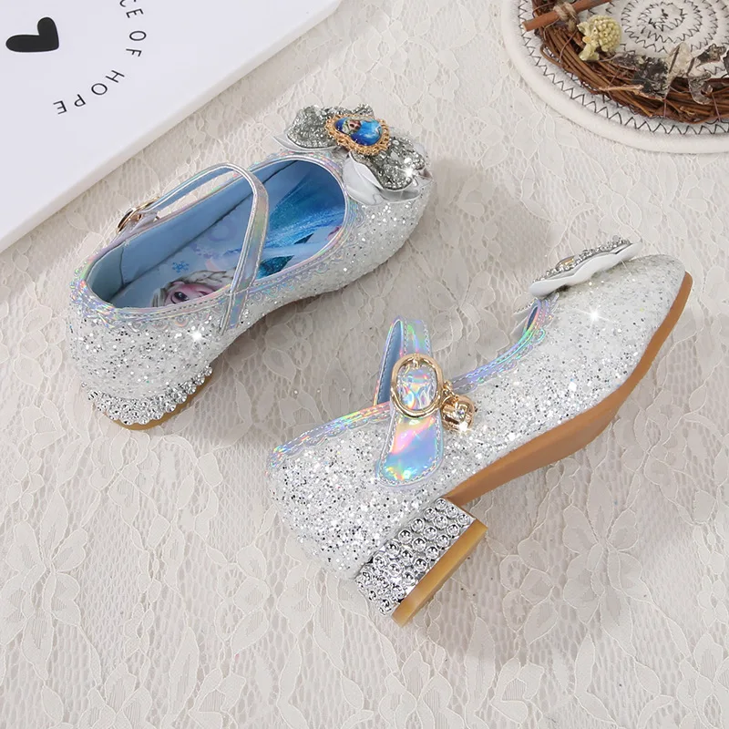 new Elsa Shoes For Girls Cartoon Leather Children Shoes Princess Kids Shoes Girl Sandals Dress Snow Queen Sandal