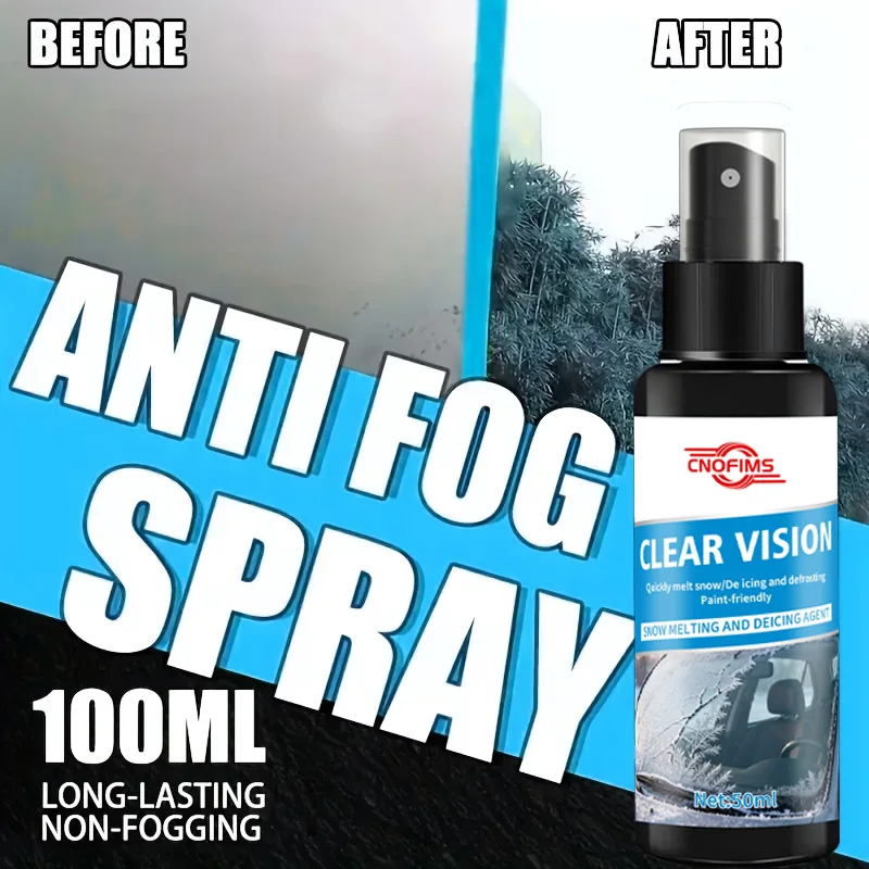 Multifunctional Nano Anti-Freezing Anti-Fog Spray for Helmets Car Glass & Mirrors - Long-Lasting Protection to Improve Driving S
