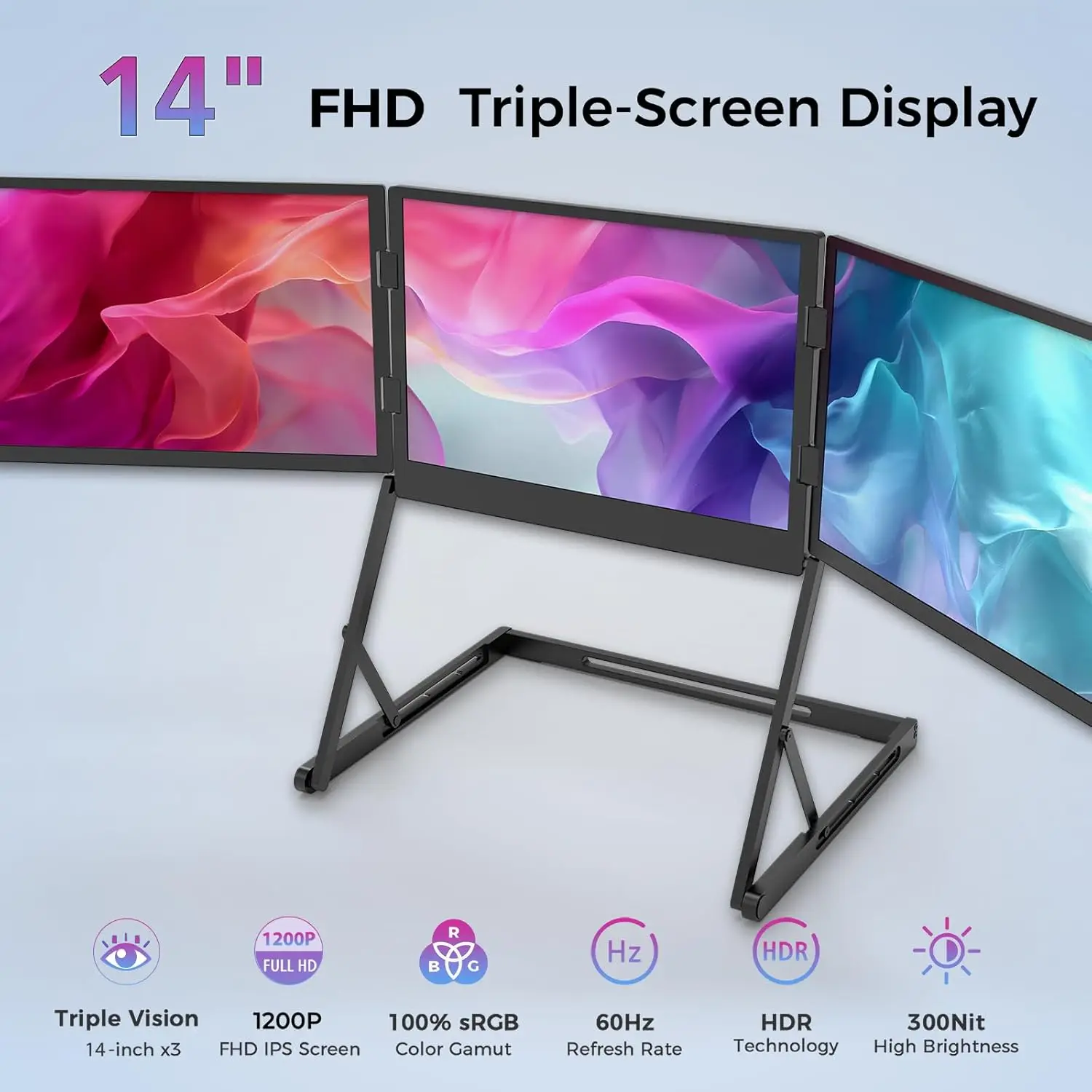 

Лидер продаж 2026 года: 14-дюймовый портативный ноутбук QuadCreate OEM с 3 экранами и тройным монитором 16:10 для легких путешествий