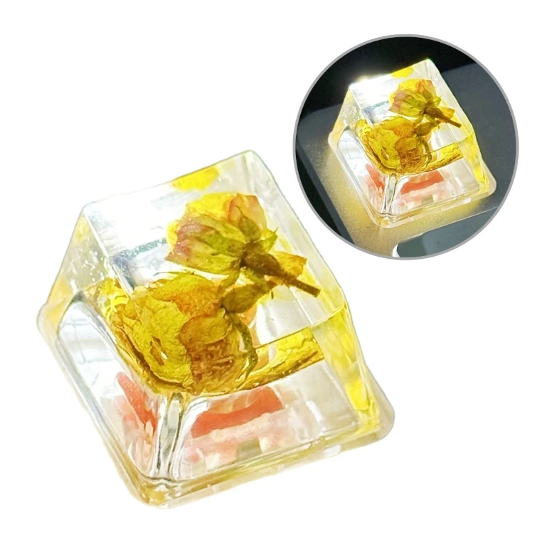 OEM Dry Flower Keycap Resin Personality Translucently Backlights Keycap 1PCS