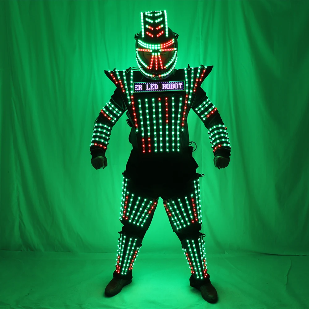 Full Color LED Robot Suit Laser Predator Costume Chest Screen Stage Dancer Iron Soldier Wearing Cosplay Suit for Nightclub