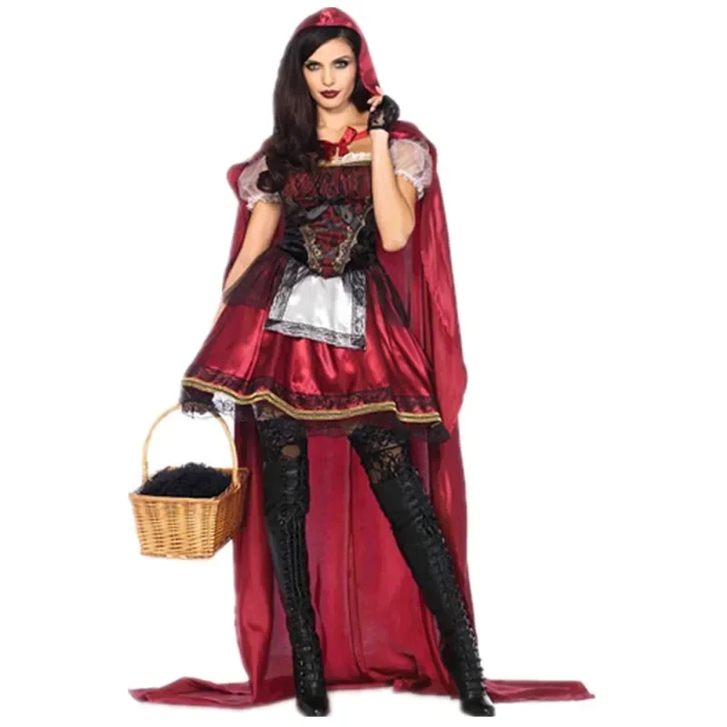 Halloween Adult Fairy Tale Little Red Riding Hood Costume Christmas Party Cosplay Fantasia Performance Fancy Dress