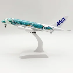 20cm Alloy Metal Japan ANA Airbus A380 Cartoon Sea Turtle Airlines Diecast Airplane Model Plane Aircraft Green Orange Blue