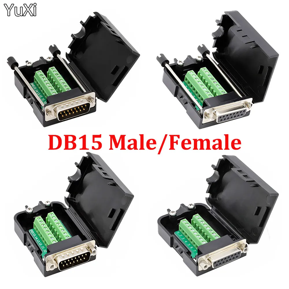 DB15 Connector RS232 2/Row D-SUB 15-Pin Welding-Free Female Male Connector Breakout Terminals Plug Wire Solderless Connectors