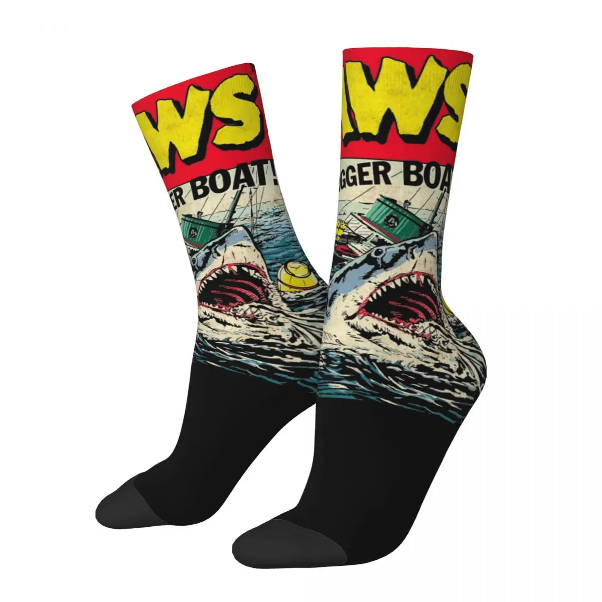 Autumn Winter Fashion Unisex Jaws Edition Comic Book Cover Socks Non-slip Basketball Socks