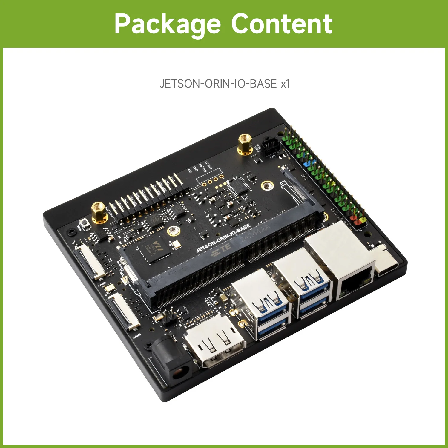 Waveshare Jetson Orin Nano/NX Development Board Based on Jetson Orin Nano and Jetson Orin NX module, 40PIN GPIO header