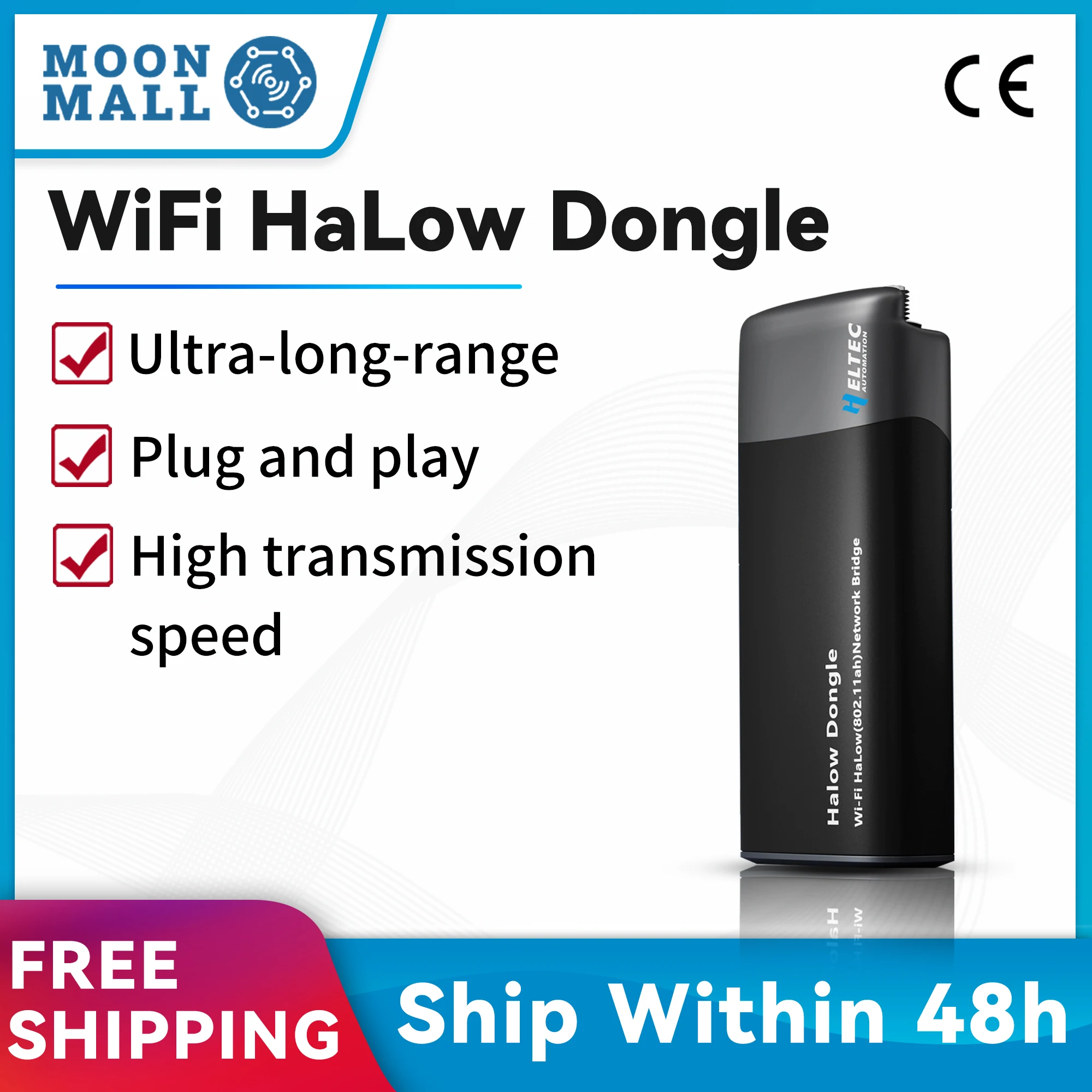 

Heltec Wi-Fi HaLow Dongle Wireless Network Bridge 1km Long Transmission Range IEEE 802.11ah Wireless Ethernet Jumper 915Mhz