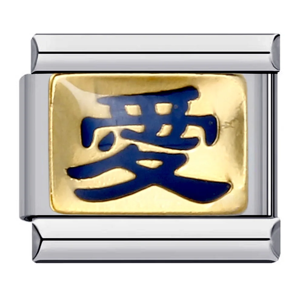 9mm italienischer Charme chinesische Schriftzeichen Segen Charm Armband Liebe Glück Edelstahl elastische Gliederkette DIY machen Zubehör – Detail 2