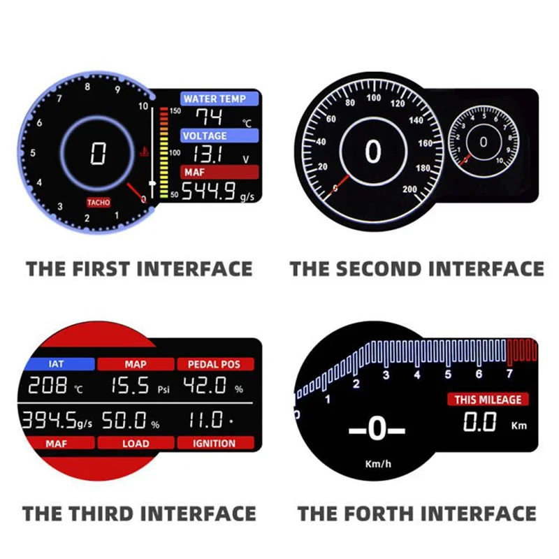 

OBD2 Head Up Display Dashboard Speed RPM Water Temperature Voltage Gauge Digital Display, OBDII Meter For Car