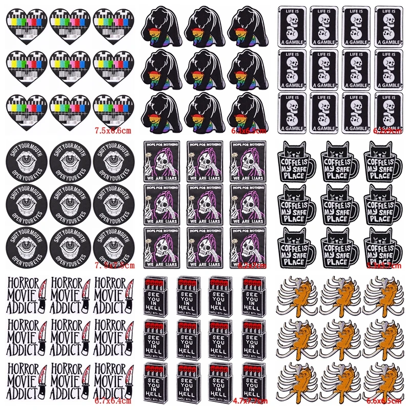 

10 шт./партия, термоклейкие нашивки с черепом