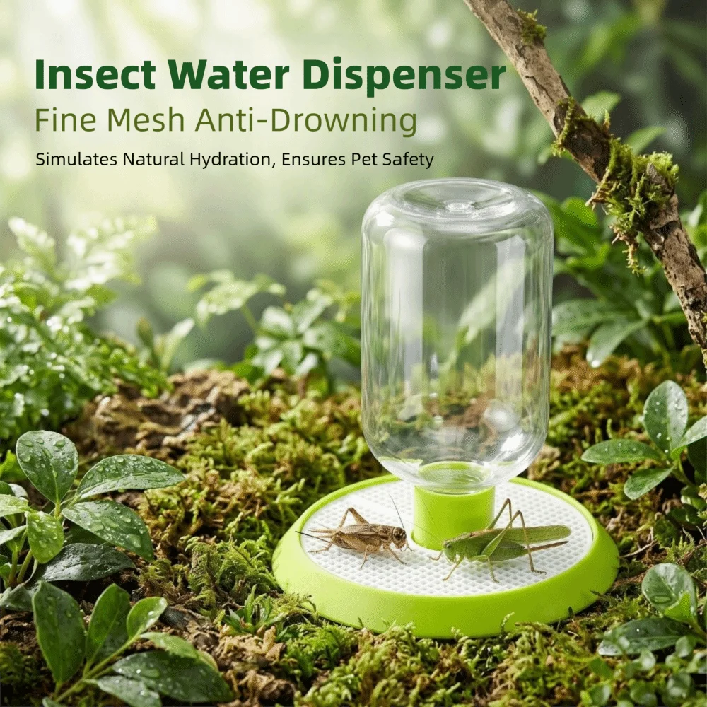 Clear Bottle Reservoir Insect Water Dispenser Perforated Base Detachable Habitat Insect Water Feeder Easy To Clean Round Base