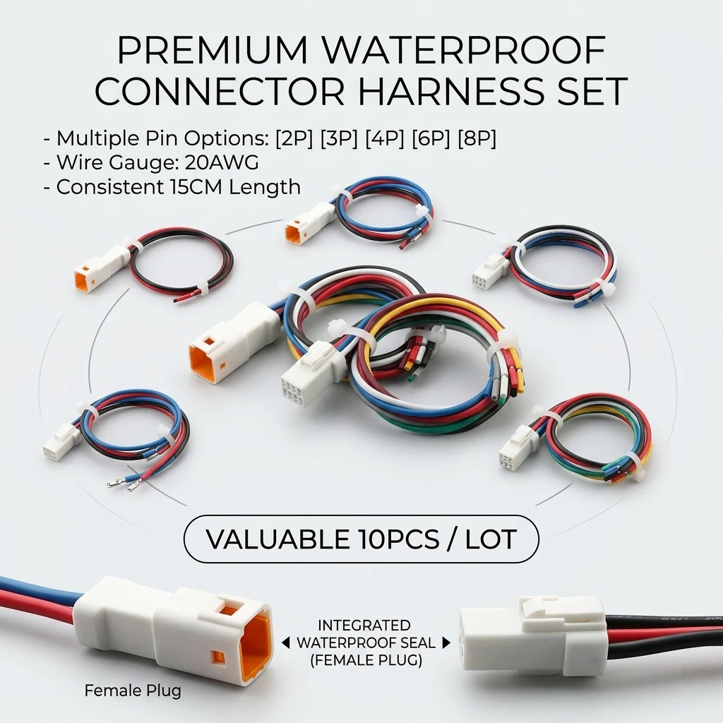 

2/3/4/6/8 Pin JST SM Waterproof Automotive Connector Male Female Sealed Plug 20AWG 15cm Wire Harness 10pcs for Car Boat