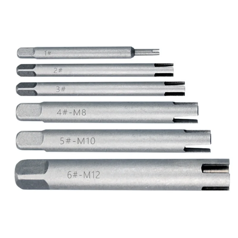 

A02F-M4-M12 Broken Screw Tap Extractor Screw Stripping And Removal Hand Tool 6 Pieces Broken Head Extractor Hand Tool