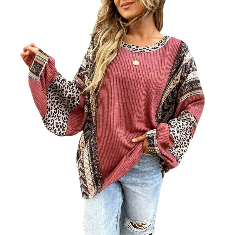 

Fall/Winter Casual Shirt in 2025 Contrast Striped Round Neck Sleeve Sweater