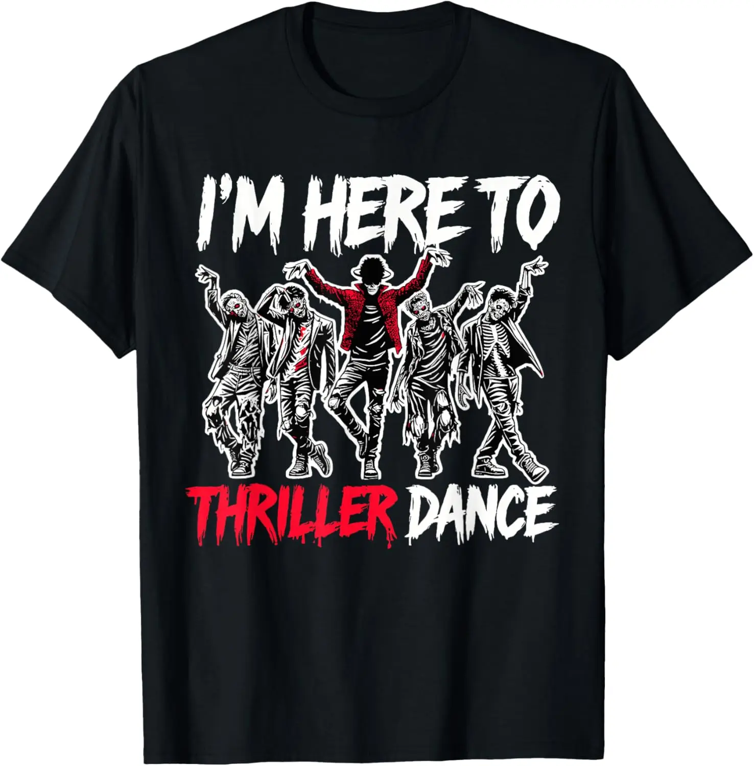 Eu sou aqui para a dança de suspense engraçado halloween zumbi festa camiseta 100% algodão o-pescoço manga curta verão casual masculino camiseta