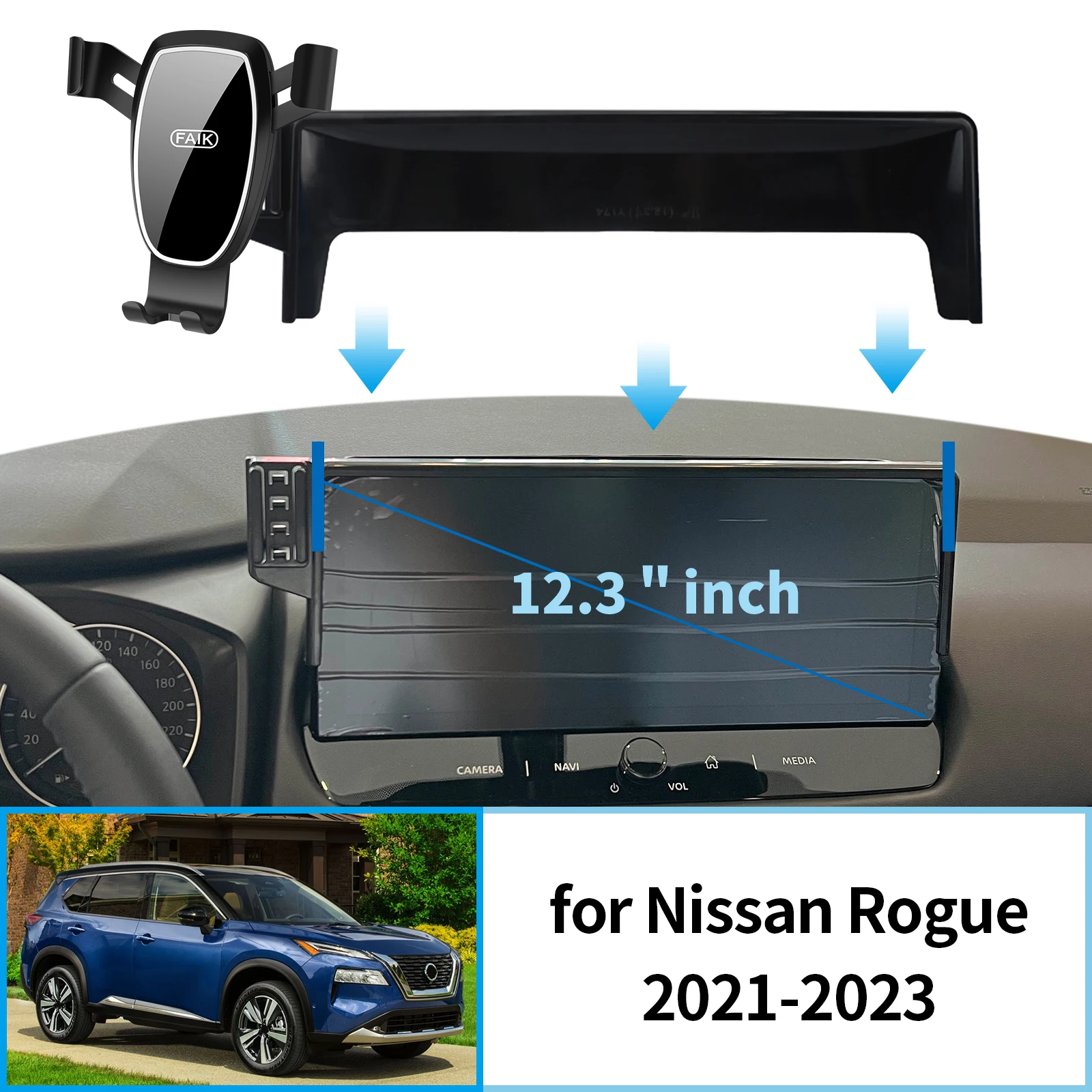 

for Nissan Rogue 2021-2024 T33 12.3Inch GPS Bracket Navigation Stand Auto Accessories