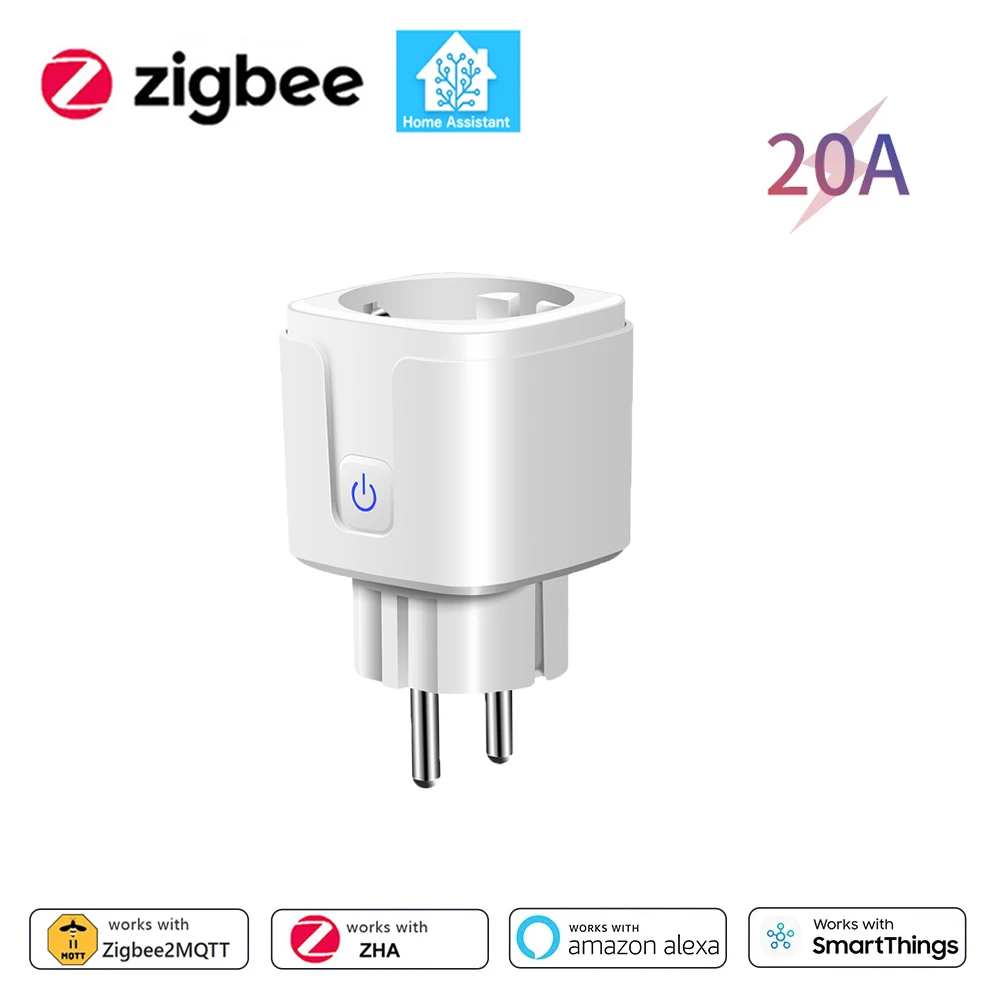 Home Assistant Zigbee EU Smart Plug 20A/16A Smart Socket met Power Monitoring Timing Functie APP Controle Werkt met Alexa Z2M - afbeelding 1