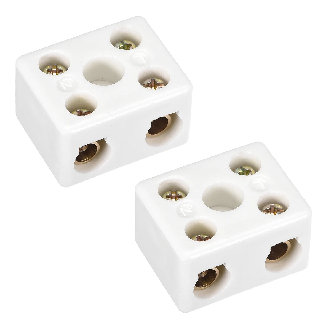 

2Pcs 2 Postion 5 Hole Ceramic Terminal Blocks High Temperature Resistant Porcelain Ceramic Connectors for Electrical Wire Cable