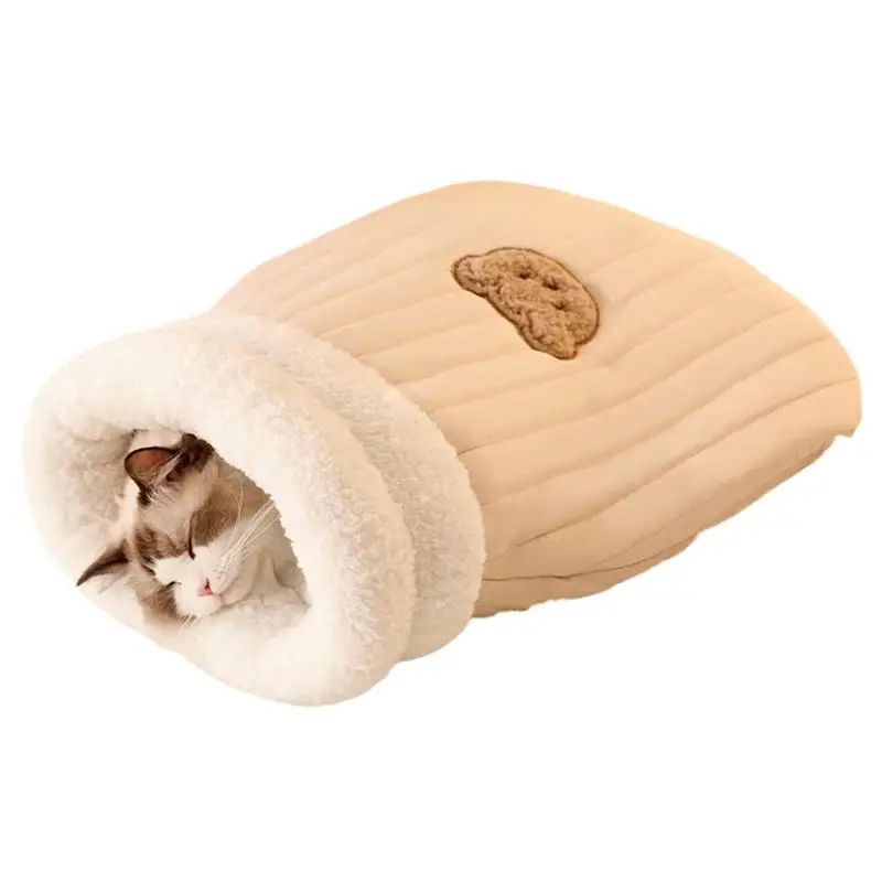 

Cat Bed Cave Sleeping Bag Washable Cozy Cat Beds Easy Access Cute Bear Pattern Cat Sleeping Bag For Cats And Small Dog