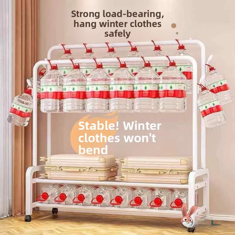 Simple Floor-Mounted Clothesline Rack Bedroom Home Use Student Foldable Clothes Hanger Rod Storage Layer for Clothes And Hats
